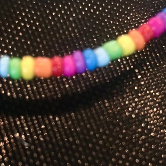 Betsey Johnson LOVE Rainbow Beaded Hoop Earrings - Picture 9 of 16